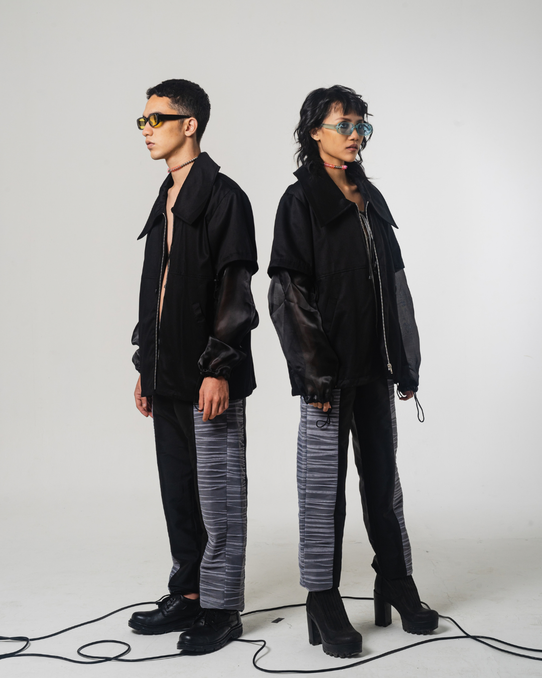 SS22 Black Drill Organza Jacket 511