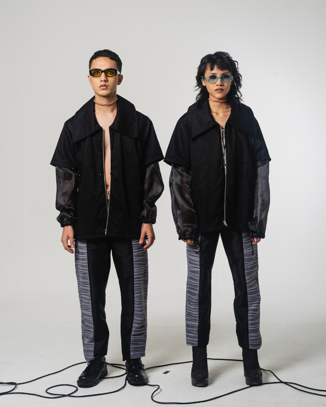 SS22 Black Drill Organza Jacket 511