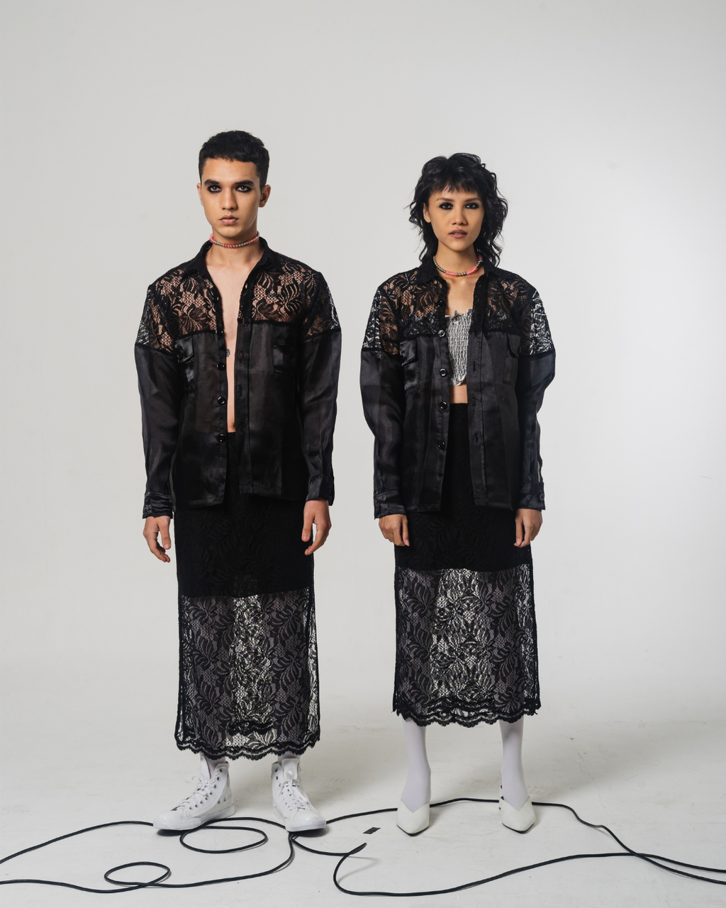 SS22 Black Brocade Organza Shirt 511