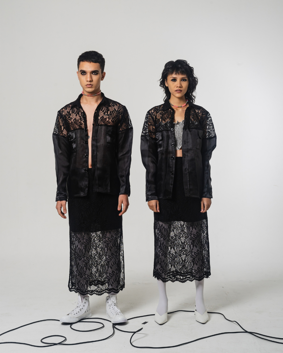 SS22 Black Brocade Organza Shirt 511