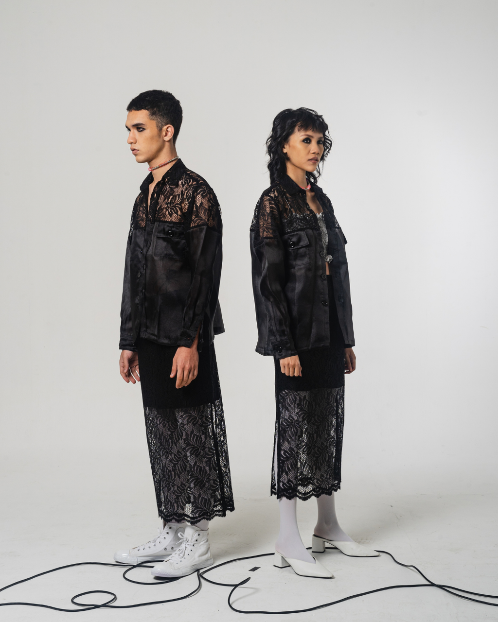 SS22 Black Brocade Organza Shirt 511