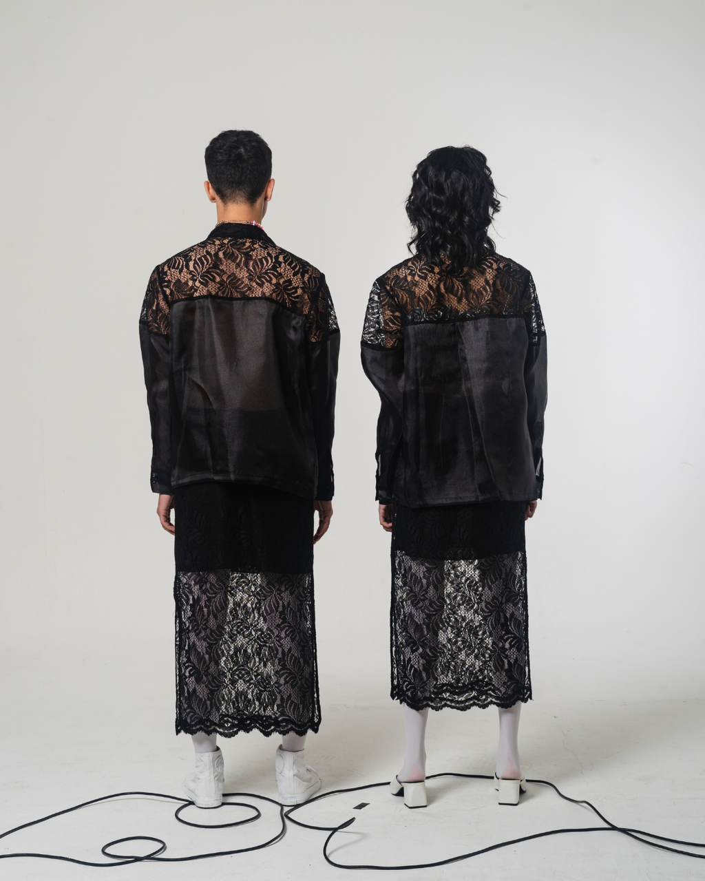 SS22 Black Brocade Organza Shirt 511